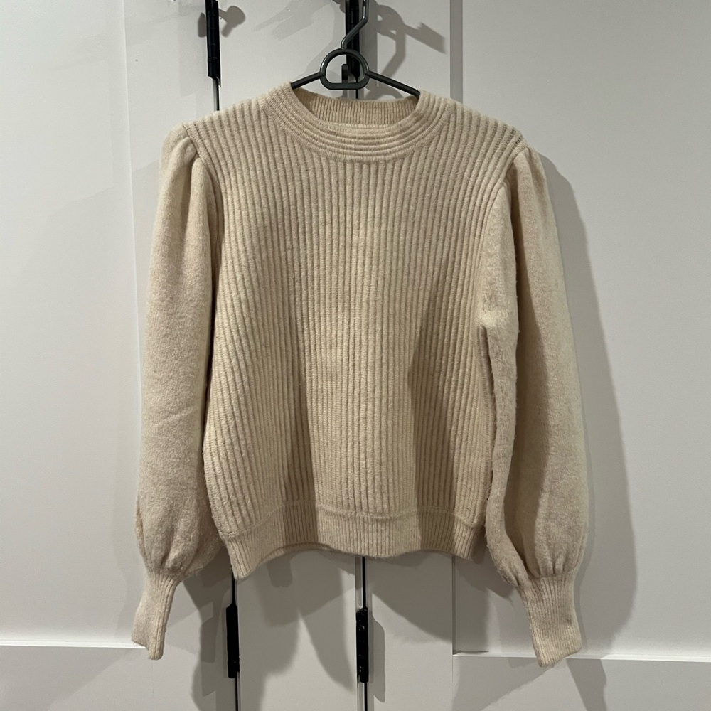 Mango Ribbed Knit Sweater – Size XS (Cream)
